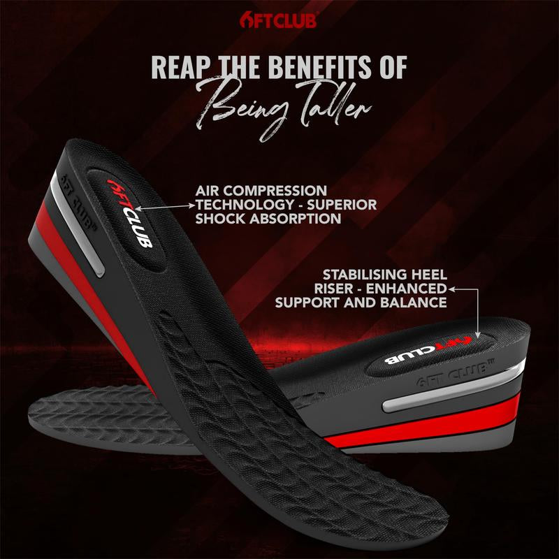 6FT Original Advanced Height Increase Insoles 2.36 Inches (6CM) 3 Layer Air Cushion Comfort Support Discreet Elevation Enhancer Boost Shoe Lifts Taller All Day