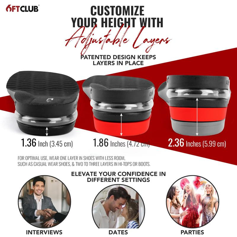 6FT Original Advanced Height Increase Insoles 2.36 Inches (6CM) 3 Layer Air Cushion Comfort Support Discreet Elevation Enhancer Boost Shoe Lifts Taller All Day