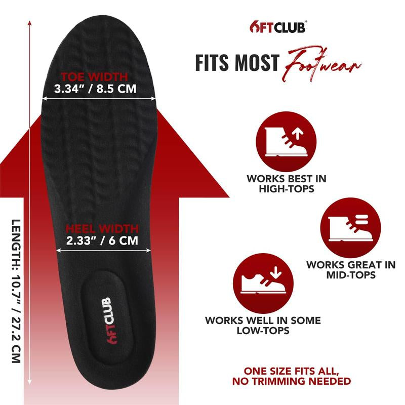 6FT Original Advanced Height Increase Insoles 2.36 Inches (6CM) 3 Layer Air Cushion Comfort Support Discreet Elevation Enhancer Boost Shoe Lifts Taller All Day