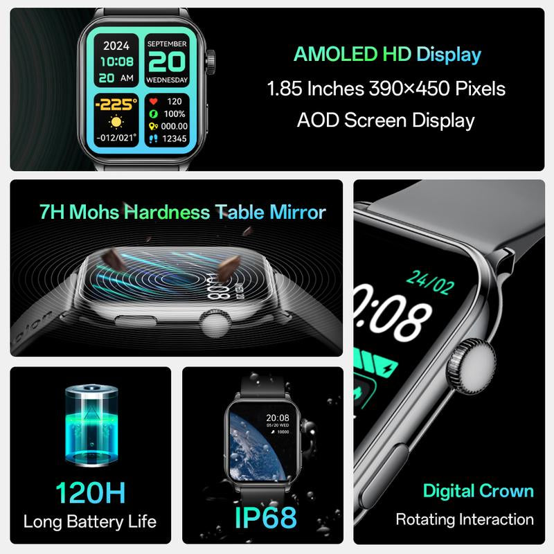 【Amoled】Aolon GTS3 Smart Watch AMOLED Display AOD Bluetooth Calls Blood Oxygen & Heart Rate IP68 Voice Control Bluetooth Smartwatch for Ios Android